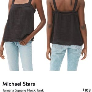 Michael Stars Tamara black gauze square neck Tank